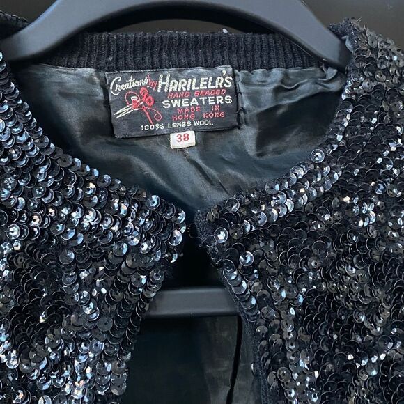 Vintage 1970's Black Sequin Evening Jacket, Size S - Picture 6 of 9